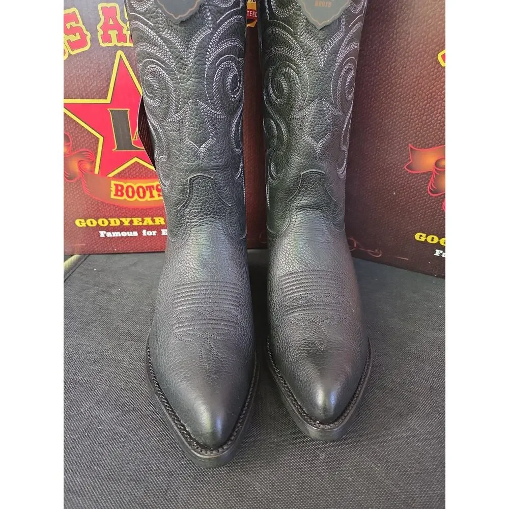 New Los Altos 658305 Men’s Black Deer Skin Leather JToe Boot US8.5